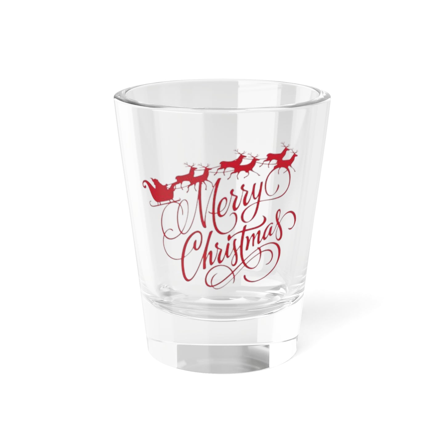 Christmas Shot Glass — 'Merry Christmas' with Santa Sleigh 1.5oz