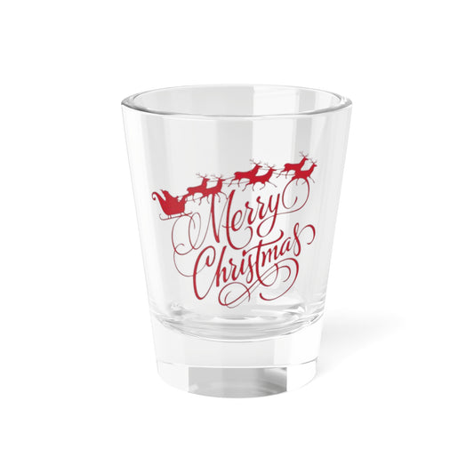 Christmas Shot Glass — 'Merry Christmas' with Santa Sleigh 1.5oz